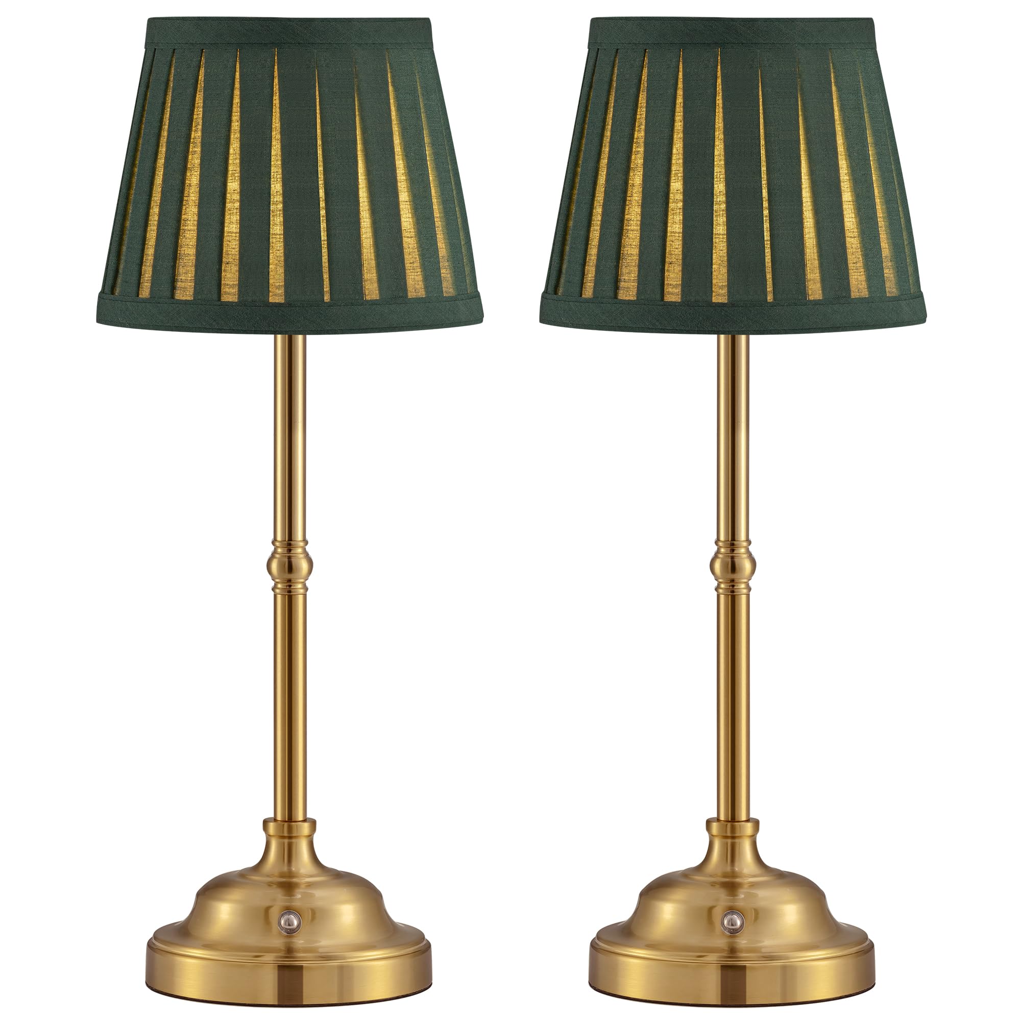 KDG Portables Cordless Table Lamp, Fabric Shade Desk Lamp, 4000mAh Rechargeable Battery Powered Lighting, Dimmable Light for Dining Room, Bedroom, Bedside, Bar, Night Light, Camping, Balcony (Gold)
