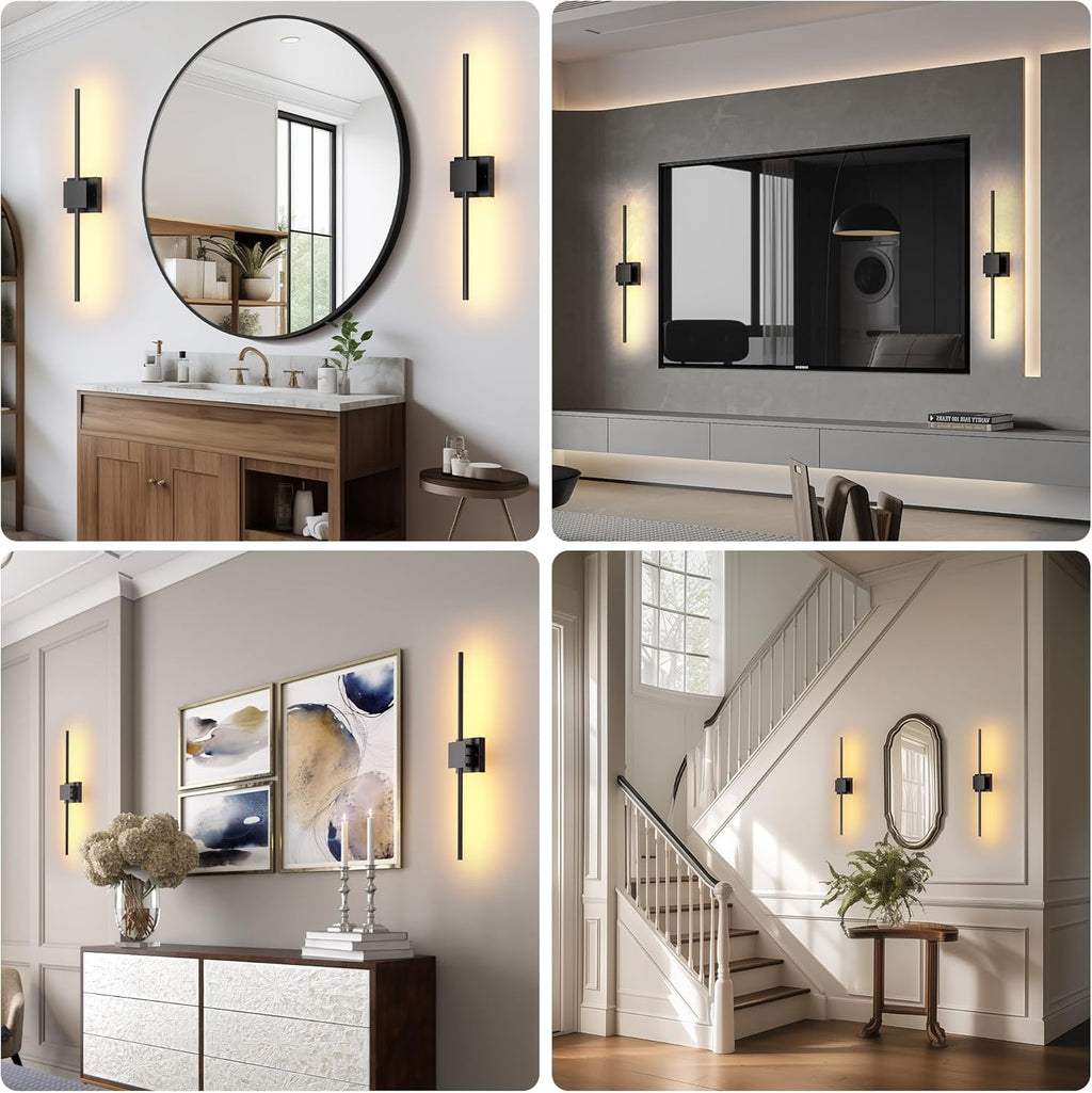 Battery Operated Wall Sconces Set of 2,  12000mAh Rotatable Picture Lights with Remote Control, Dimmable 3000-6500K LED Rechargeable Wall Lights for Living Room Bedroom Mirror, 28.3In
