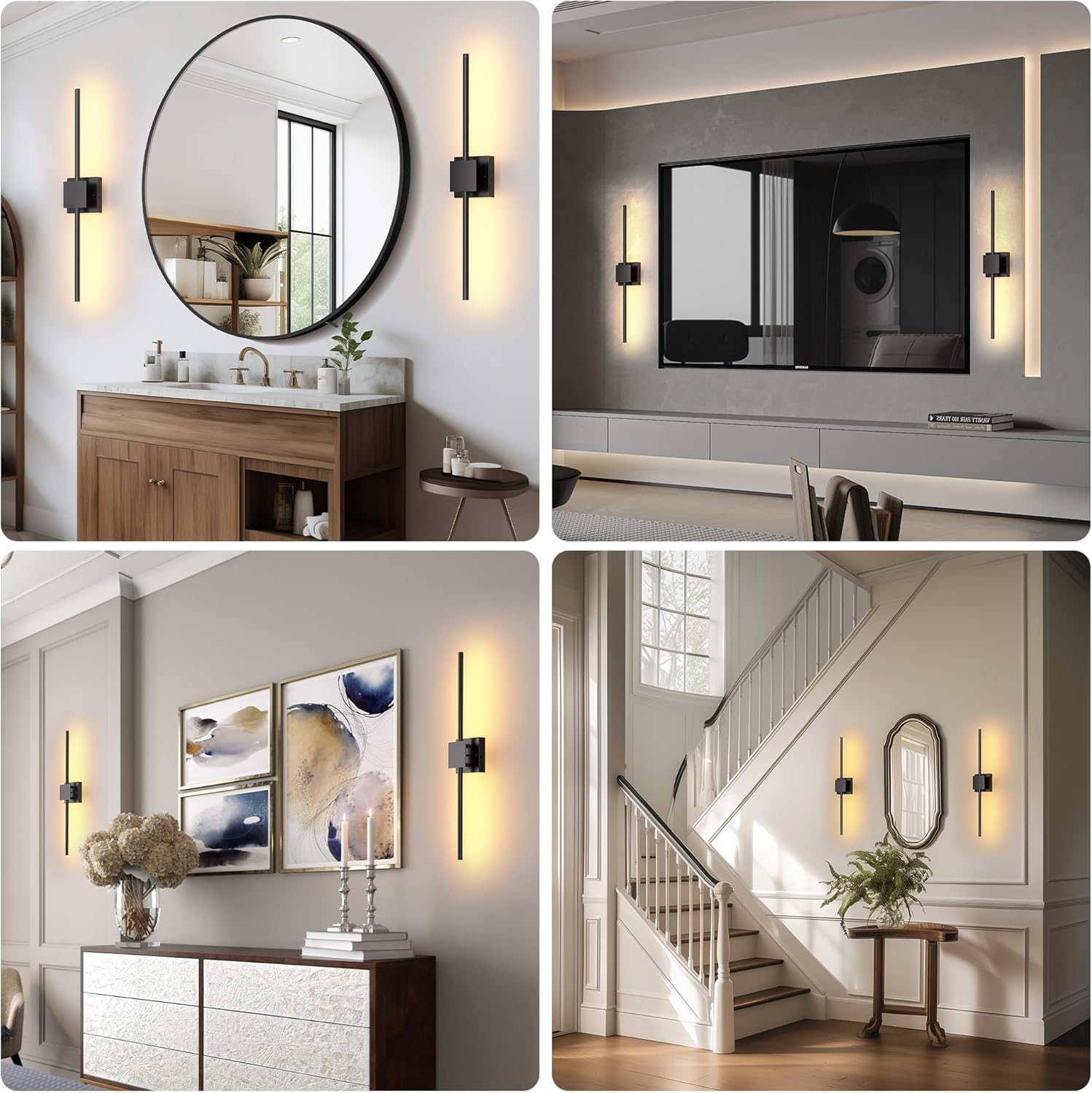 Battery Operated Wall Sconces Set of 2,  12000mAh Rotatable Picture Lights with Remote Control, Dimmable 3000-6500K LED Rechargeable Wall Lights for Living Room Bedroom Mirror, 28.3In
