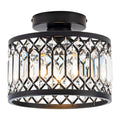 Rpzloila Crystal Ceiling Light Fixture, Modern Semi Flush Mount Ceiling Light,Crystal Chandelier for Kitchen Bedroom Bathroom Entryway Black (Bulb not Included)