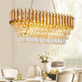 7-Light Modern Crystal Chandelier 20" Dining Room Light Fixtures 4 Tiers Flush Mount Smoke Grey and Gold Chandelier Round Chandeliers for Dining Room Living Room Kitchen Entryway Foyer