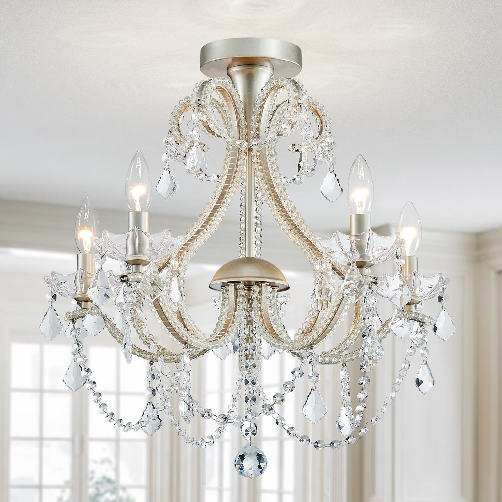 WUZUPS Crystal Chandelier 10-Light Pendant Ceiling Light Modern Lighting Fixture for Dining Room Hallway Bedroom Kitchen Bathroom, H 27.6" x W 22.8", E12 Base, Black